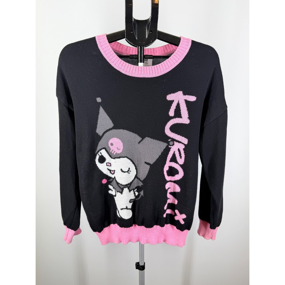 Sanrio Kuromi‎ Knit Sweater XL Black Pink Hybrid Apparel Graphic Crewneck